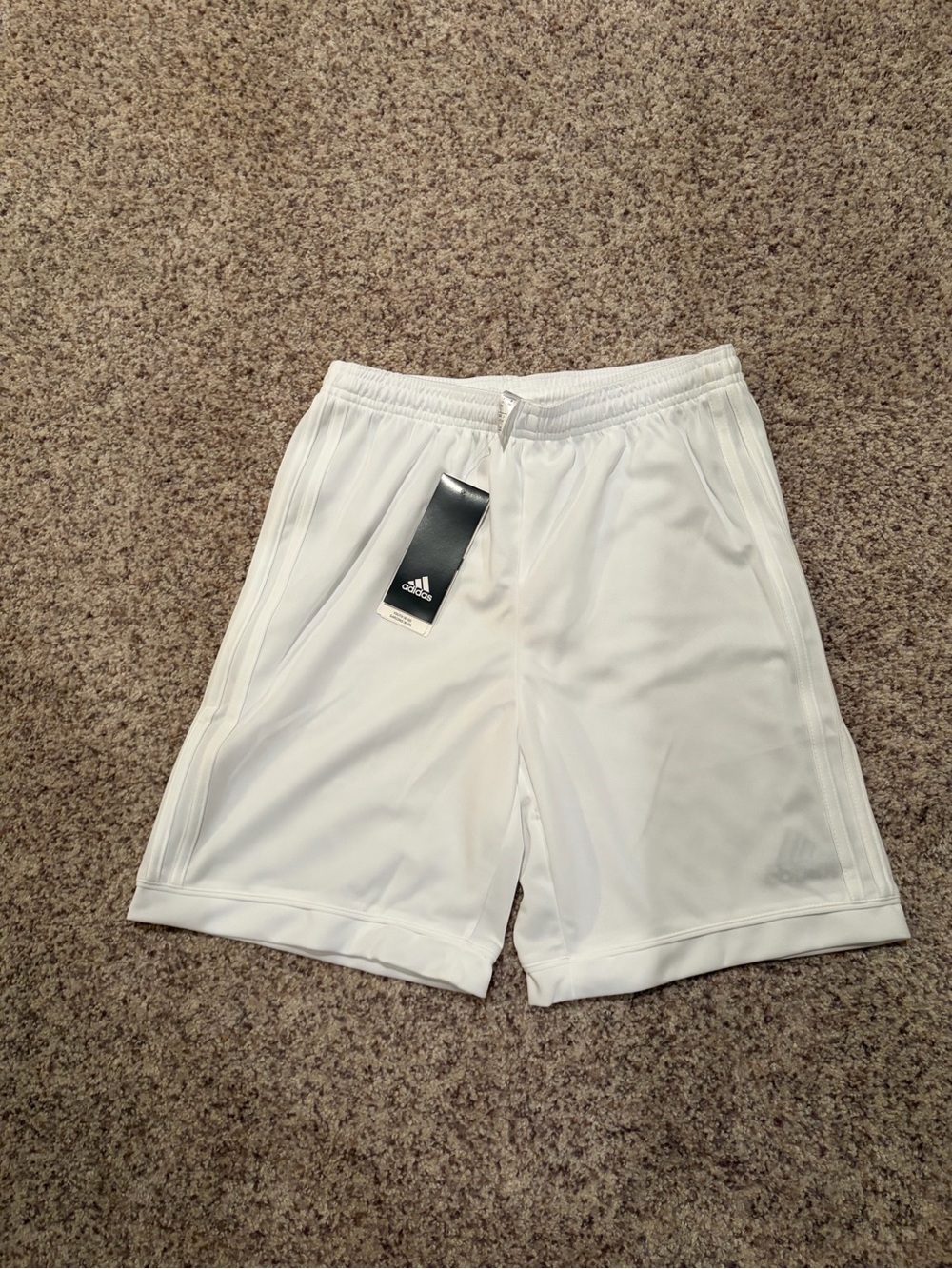 adidas White Boys' Athletic Shorts with Drawcord